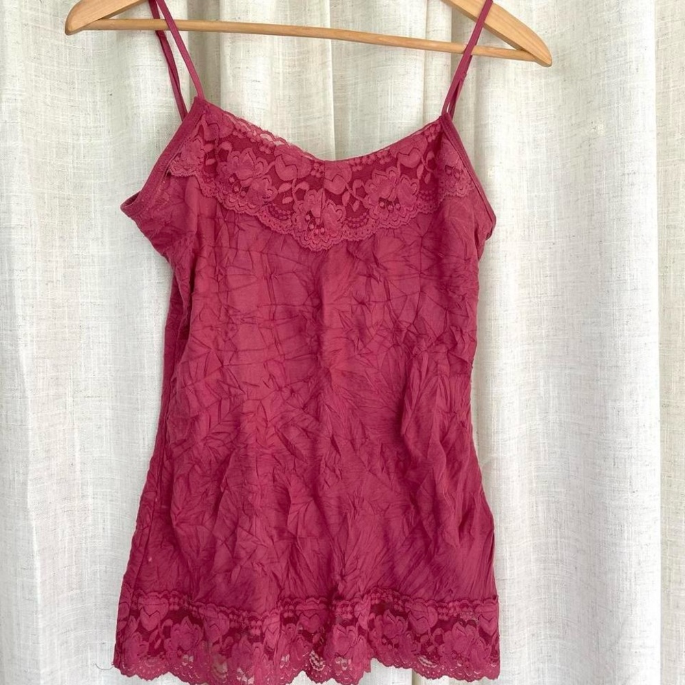 Pink lace trim camisole